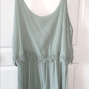Blue/green spaghetti strap dress.